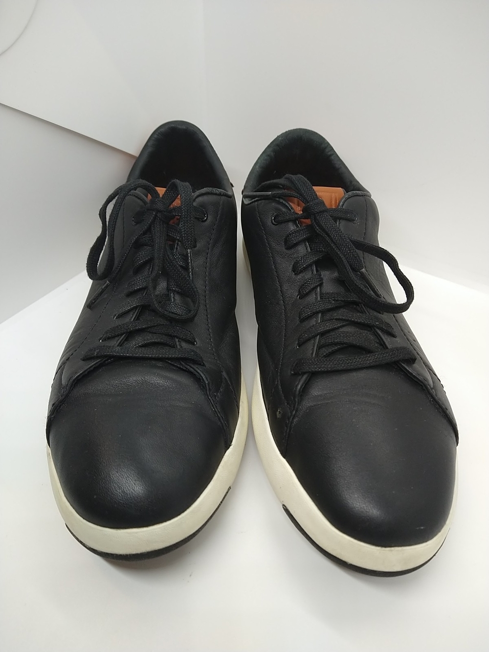 Cole Haan Black Leather Low-Top Sneakers with White Sole